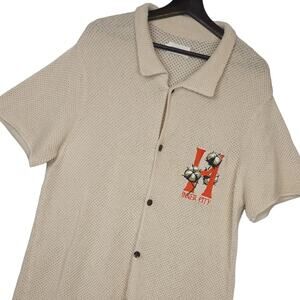 Honor The Gift Men's Garter Knit Button-Up Shirt Sz Large H Inner City Logo Boho